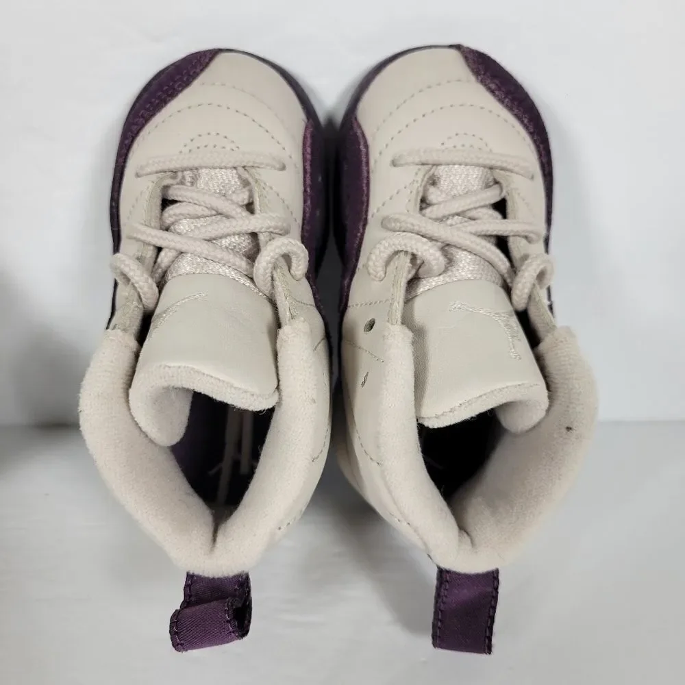 Nike Air Jordan Retro 12 Dessert Sand / Purple Sneakers Kids Size 5C 8196666-001